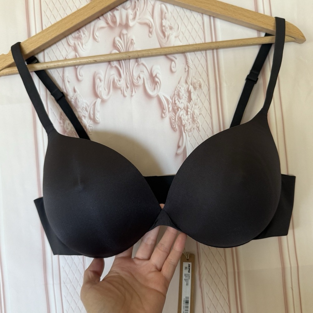 Skims Ultimate Nipple Push-Up Plunge Bra Onux Black Size 36C NWT